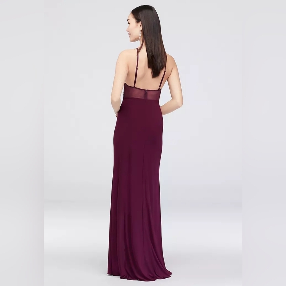 Blondie Nites By Stacy Sklar Corded Lace Filigree Ilusion Bodice Sheath Gown - Picture 4 of 15